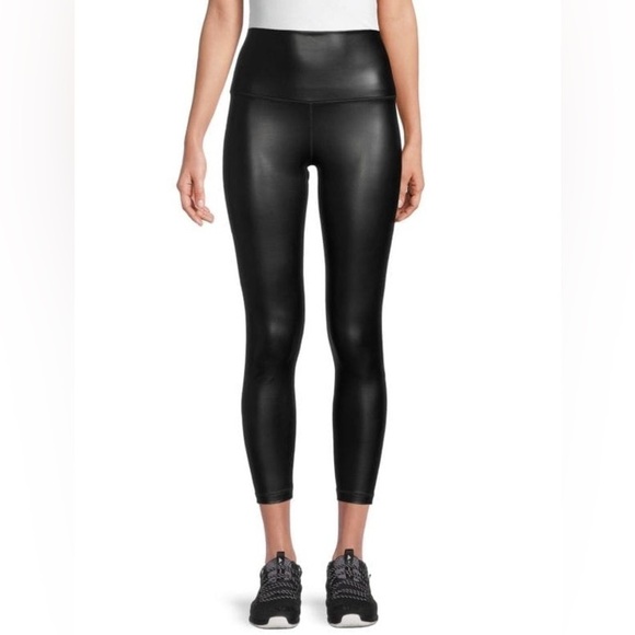FAUX Leather Elastic Free Super High Waist 7/8 Ankle Legging With Brushed Inside - Picture 2 of 8